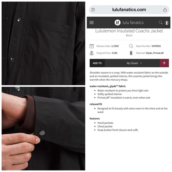 Lululemon Men’s Insulated Coaches Jacket Black XL NWT - Picture 13 of 13